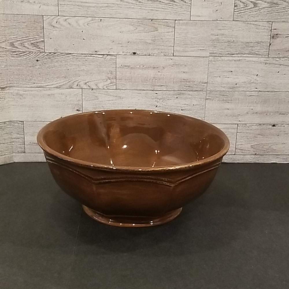 10" Large  Ceramic Serving Bowl St. Remy Brown